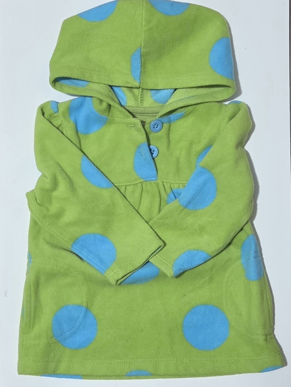 CARTER’S Lime Green & Blue Polka Dot Fleece Hooded Jacket Coat 12M